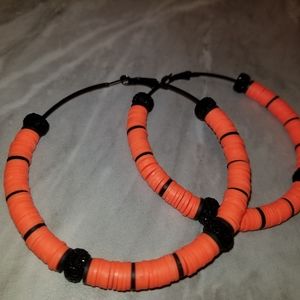 Orange and Accented Vinyl Hoop Earrings